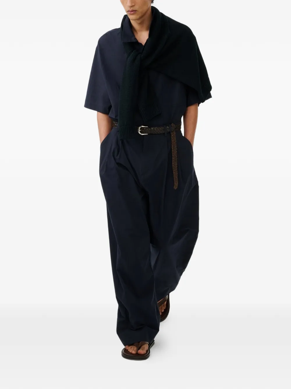  Studio Nicholson Line Double Pleats Trousers - Blue 