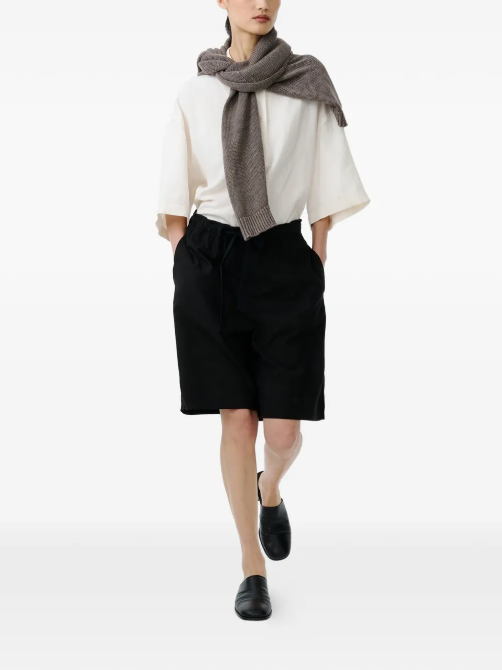  Studio Nicholson Demba Elasticated Herringbone Shorts - Black 