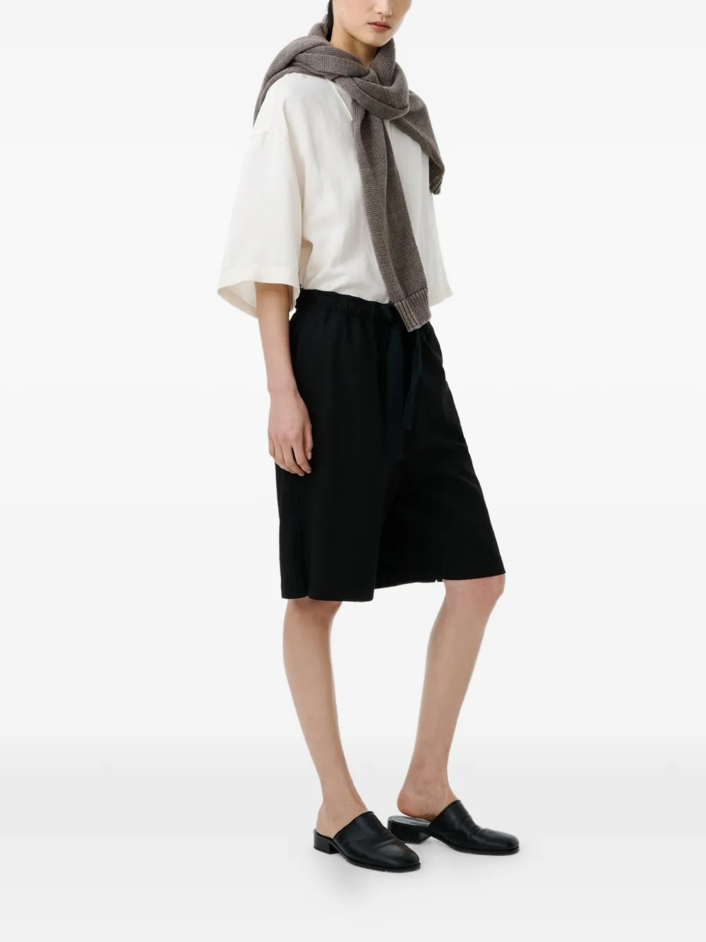  Studio Nicholson Demba Elasticated Herringbone Shorts - Black 