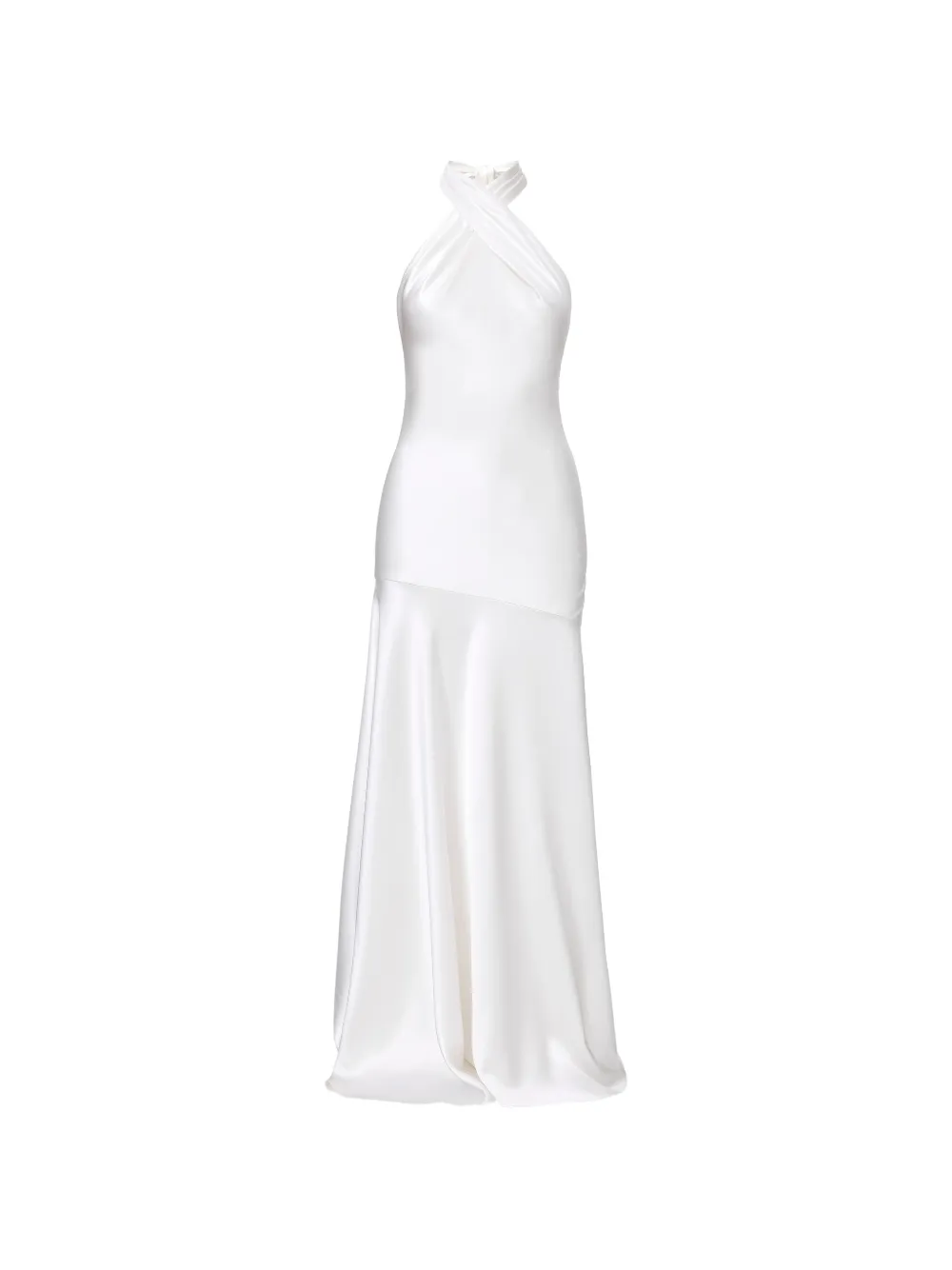 IL VOLO crossover halter neck maxi dress - Bianco
