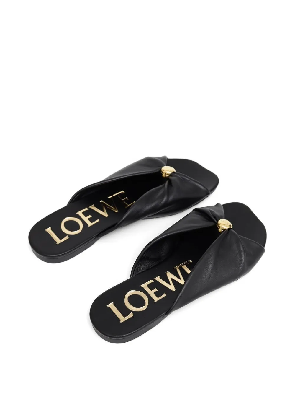 LOEWE leather flat sandals Zwart