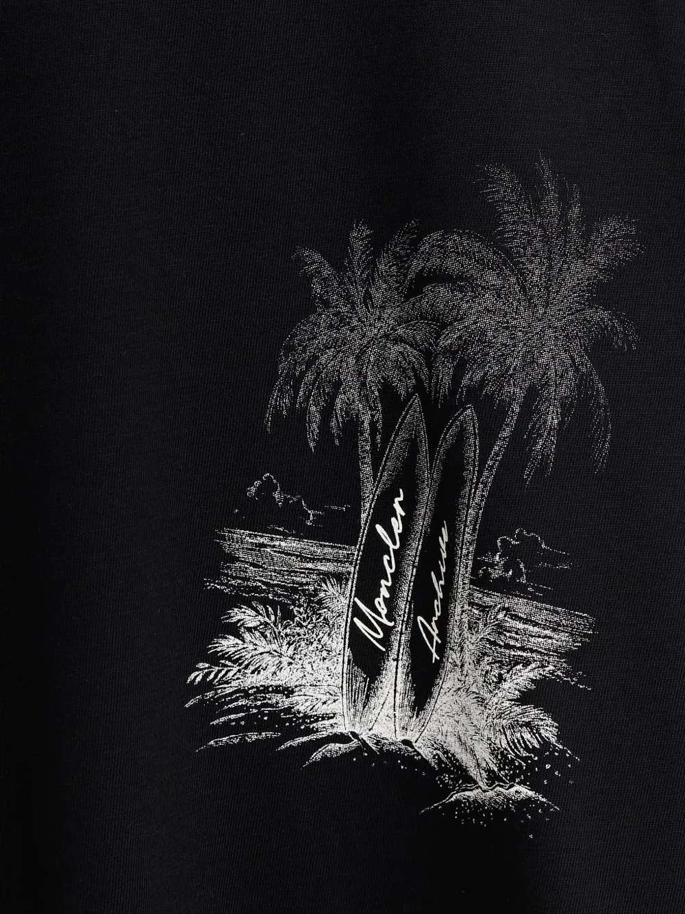 Moncler T-shirt met strandprint Zwart