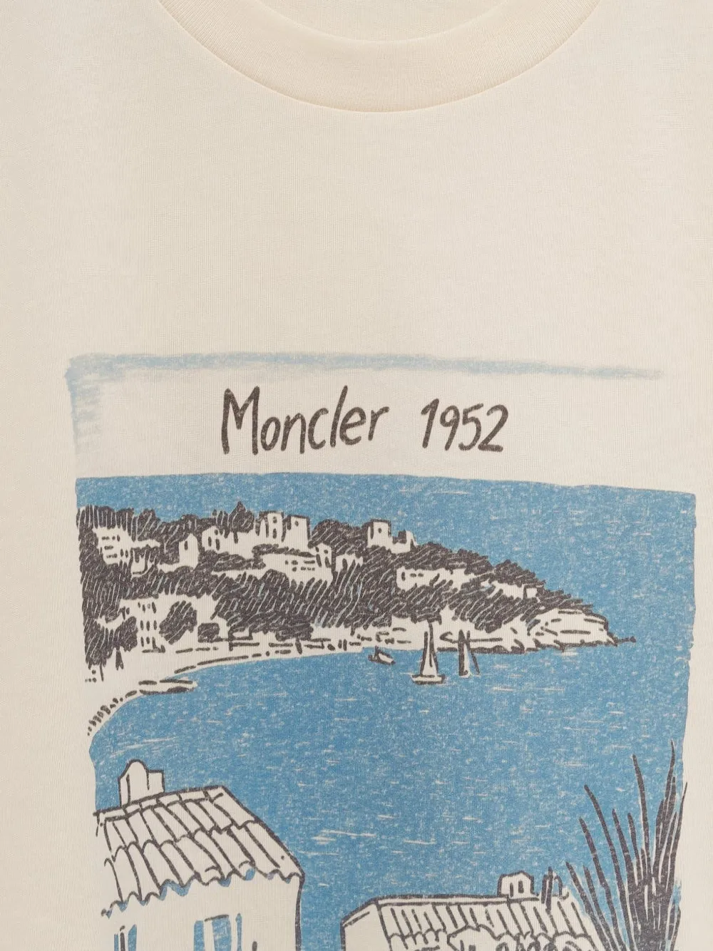 Moncler T-shirt met geborduurde print Beige