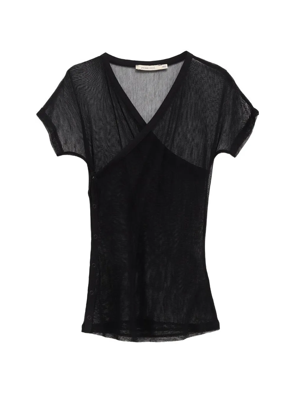 Paloma Wool Olimpia Sheer Wrap-style T-shirt In Black
