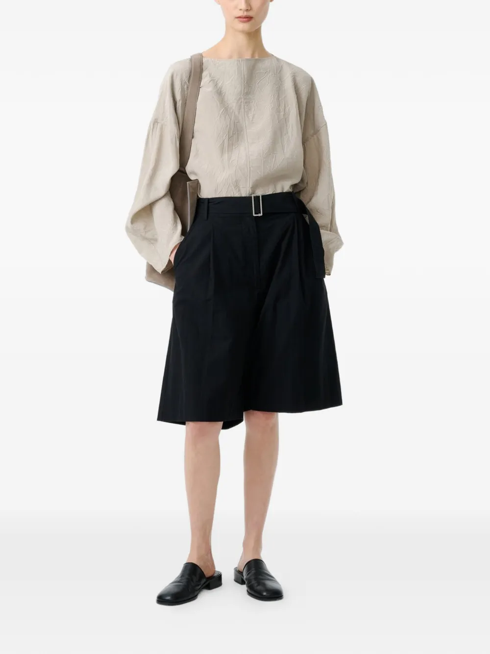  Studio Nicholson Creon Belted Pleated Shorts - Black 