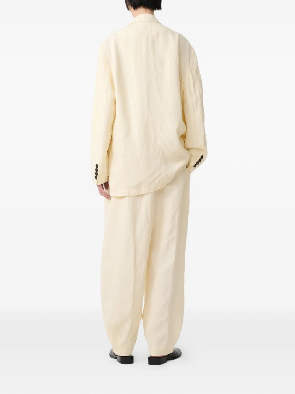 Studio Nicholson Carvo broek met visgraatpatroon en trekkoord Beige