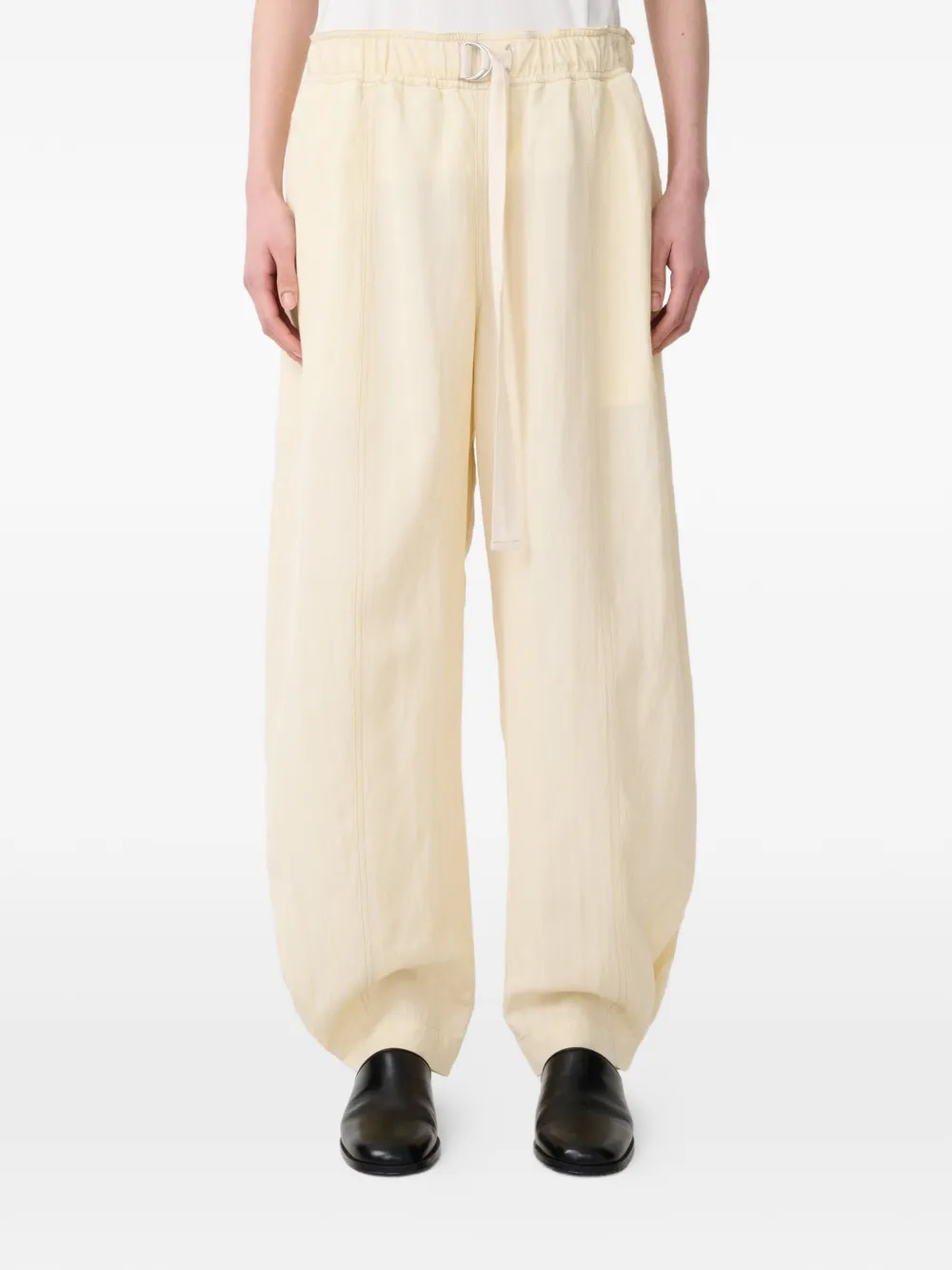 Studio Nicholson Carvo broek met visgraatpatroon en trekkoord Beige