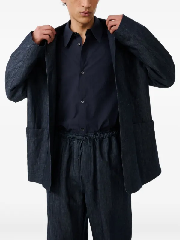 シャツ STUDIO NICHOLSON 20aw POINT COLLAR SHIRT Studio Nicholson point-collar Shirt | Blue | FARFETCH