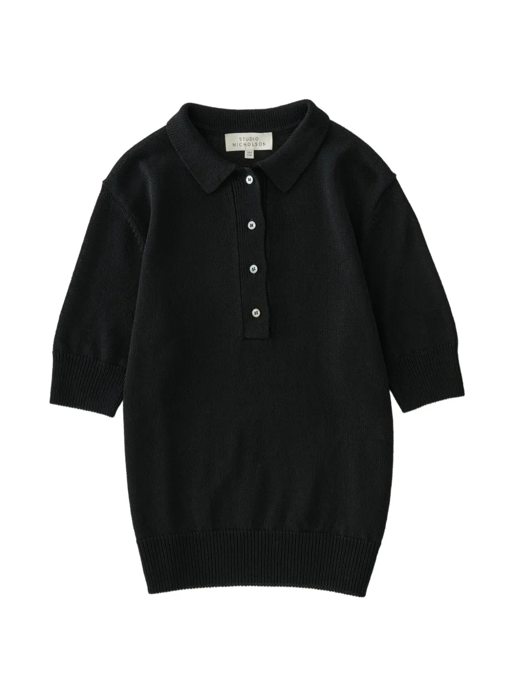 Studio Nicholson Tolsa collar knit polo top - Nero