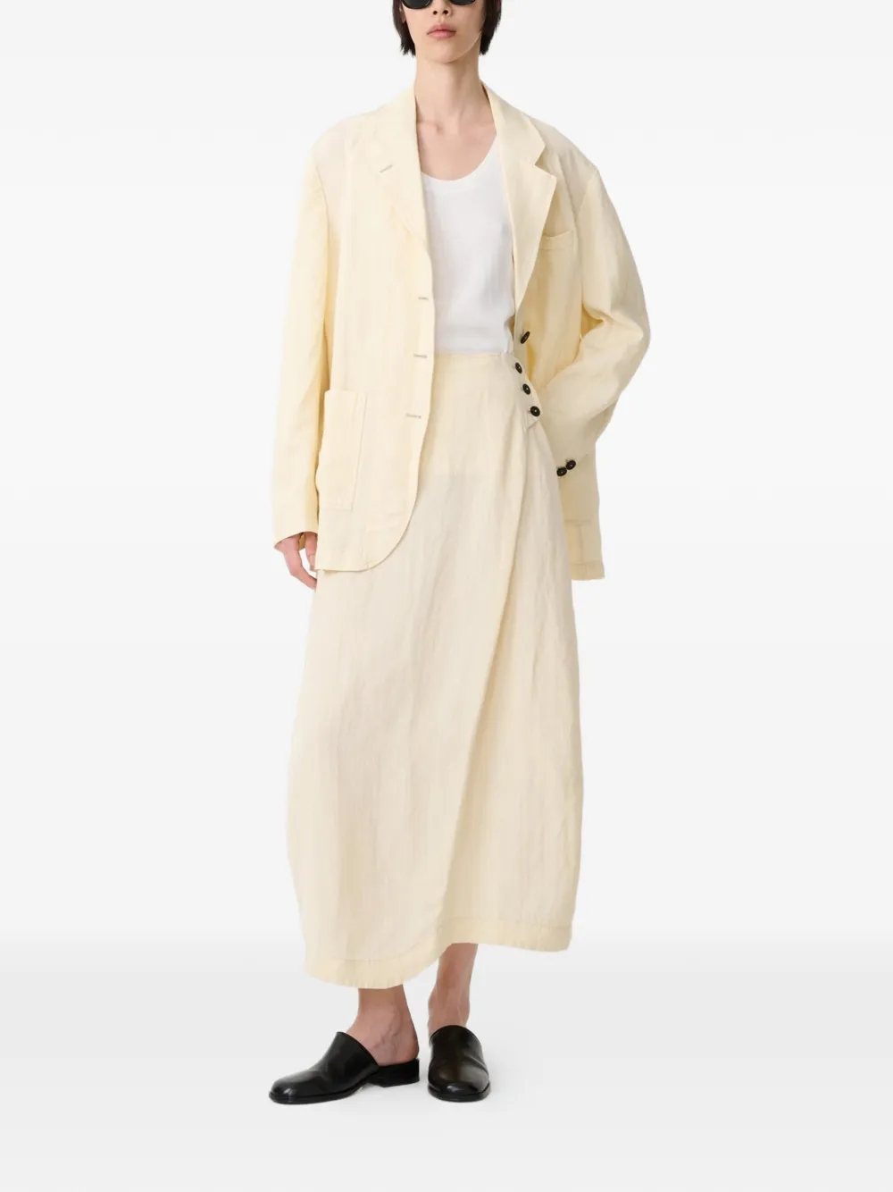  Studio Nicholson Bryde Button Patch Pocket Skirt - Yellow 