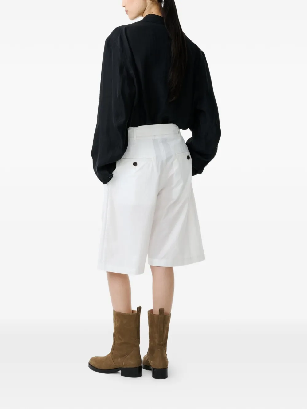 Studio Nicholson Creon geplooide shorts met riem Wit