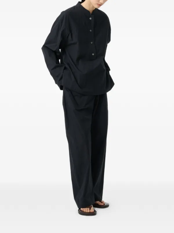 Studio Nicholson Vega four-button Grandad Collar Shirt | Black