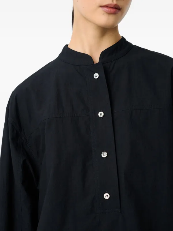 Studio Nicholson Vega four-button Grandad Collar Shirt | Black