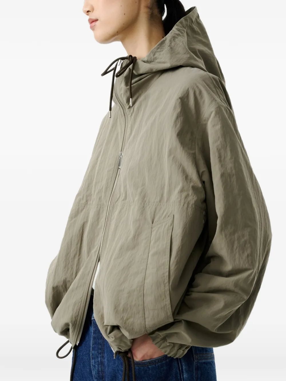 Studio Nicholson Mesa jack met paspelzak en capuchon Groen