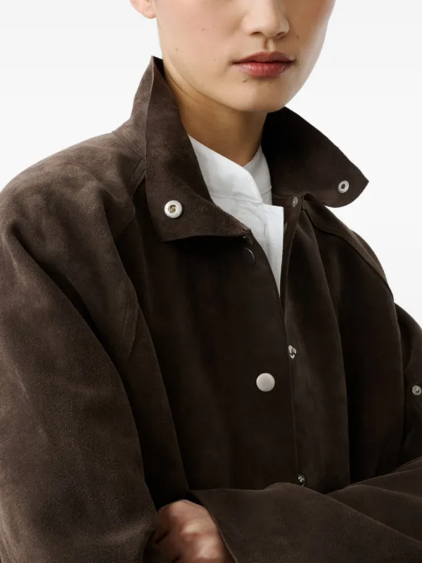 Studio Nicholson Dash Raglan Sleeve Suede Jacket | Brown | FARFETCH
