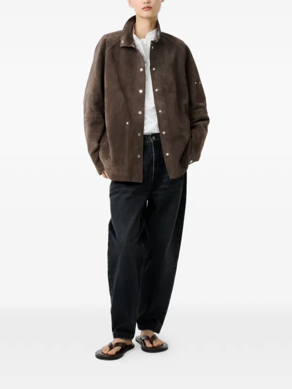 Studio Nicholson Dash Raglan Sleeve Suede Jacket | Brown | FARFETCH