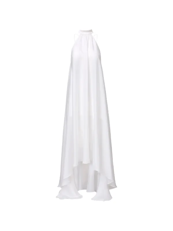 flowy high low dress IL VOLO sheer-panelled high-low | White high low gown