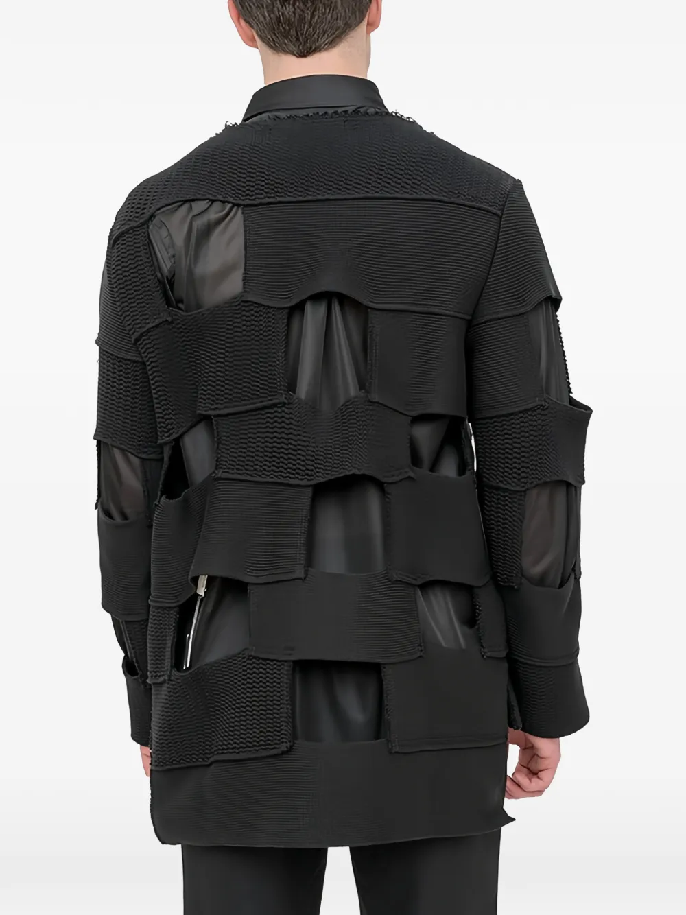 Comme des Garçons Homme Plus Trui met patchwork en uitgesneden details Zwart