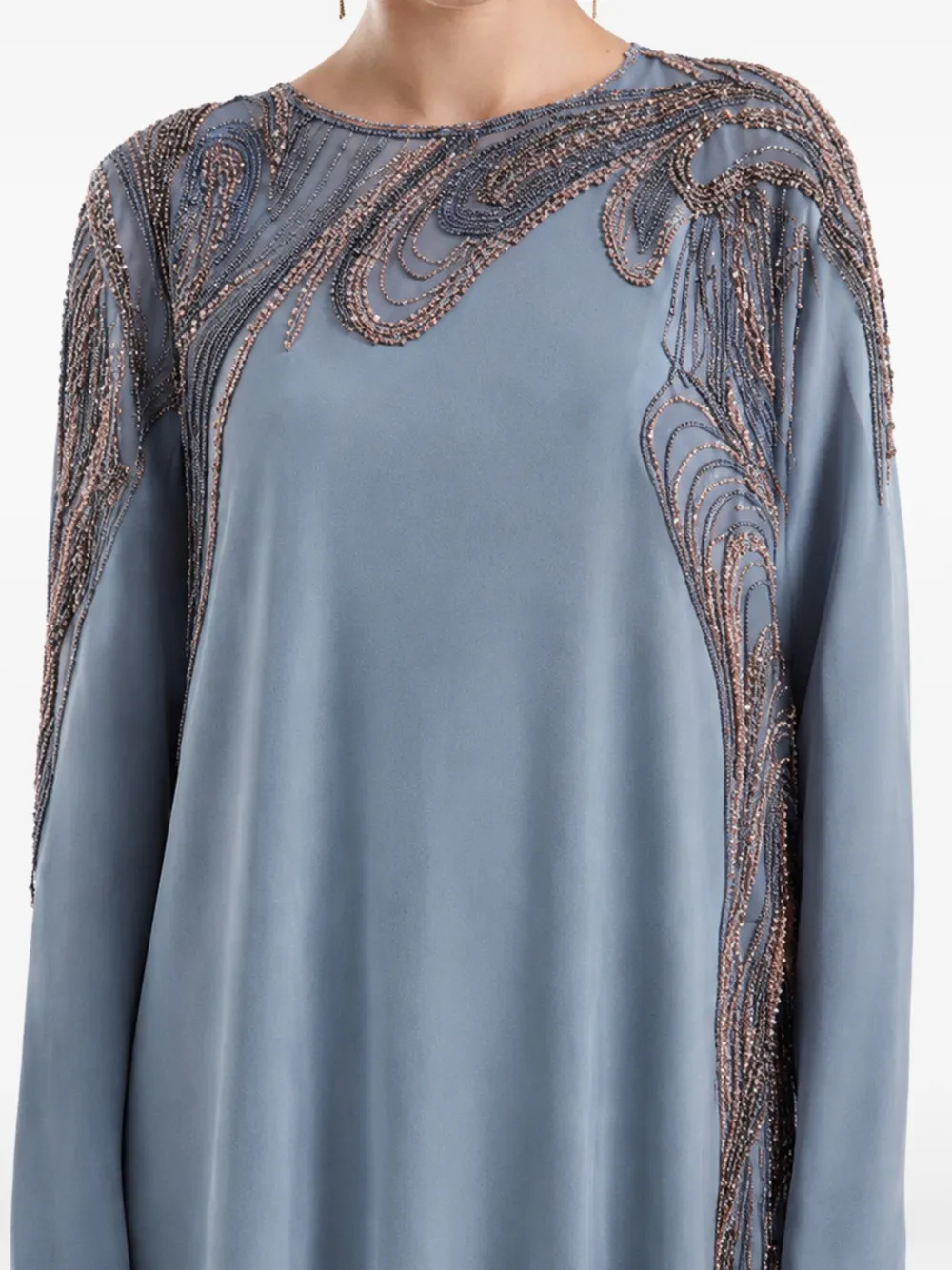 Gemy Maalouf Asymmetrische maxi-jurk verfraaid met kralen Blauw