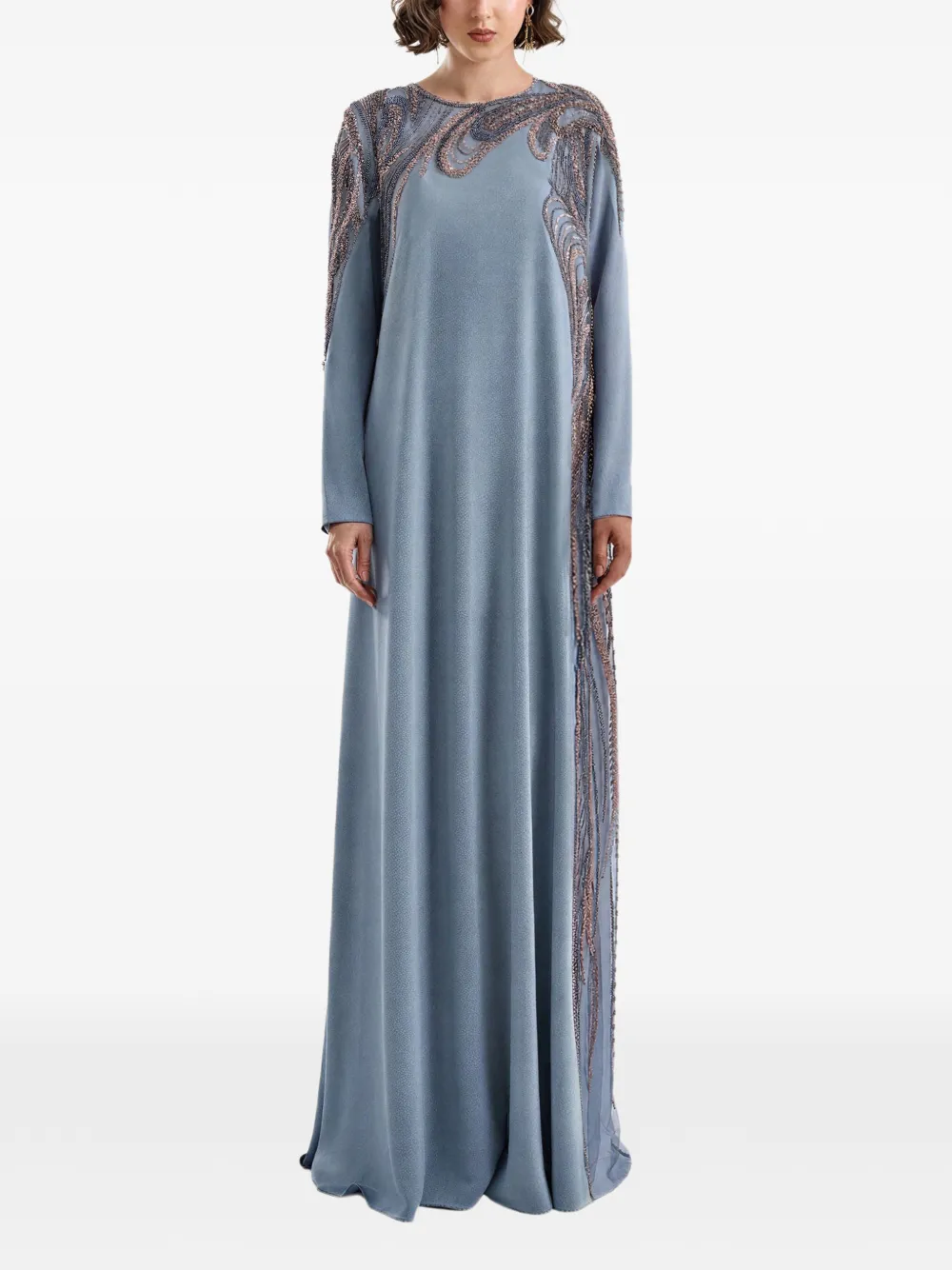 Gemy Maalouf Asymmetrische maxi-jurk verfraaid met kralen Blauw