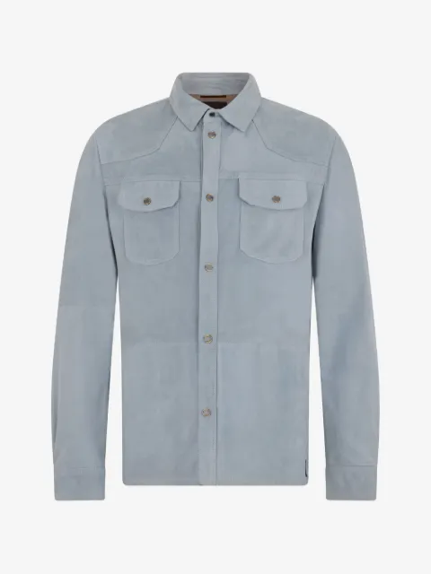 Moorer chest pockets leather shirt