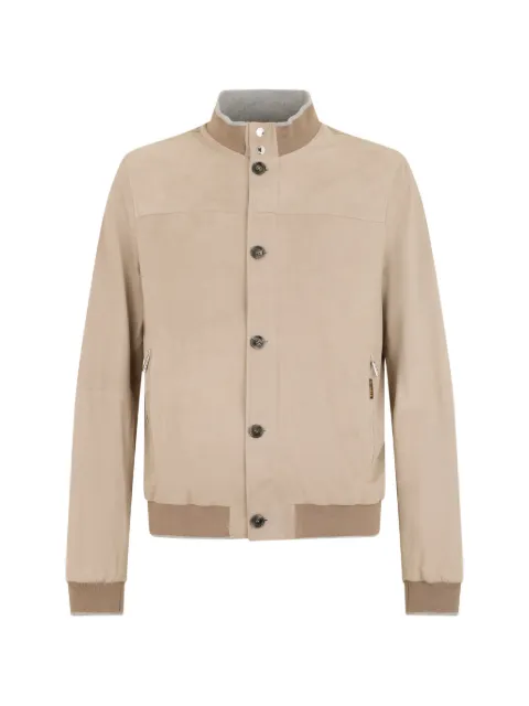 Moorer ribbed leather jacket