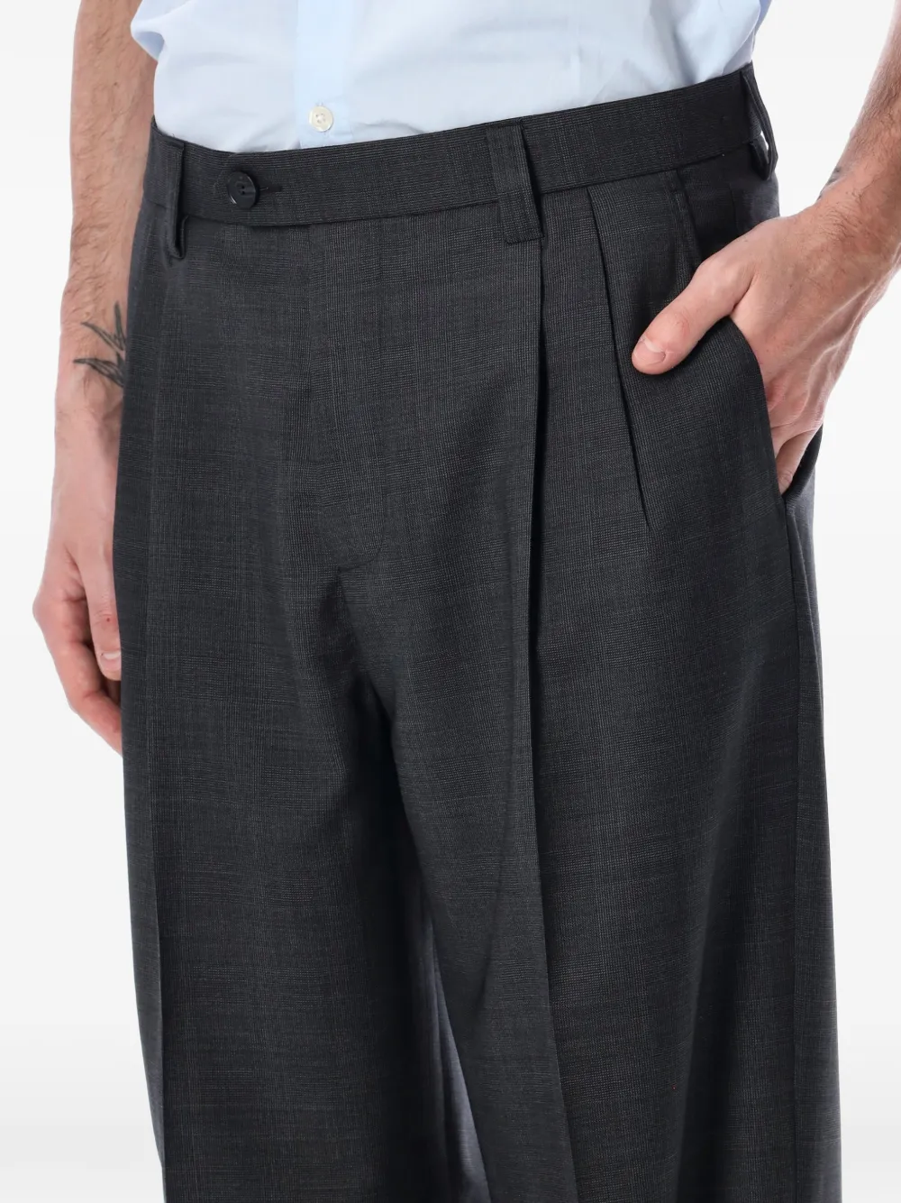  Mfpen Classic Pleated Trousers - Grey 