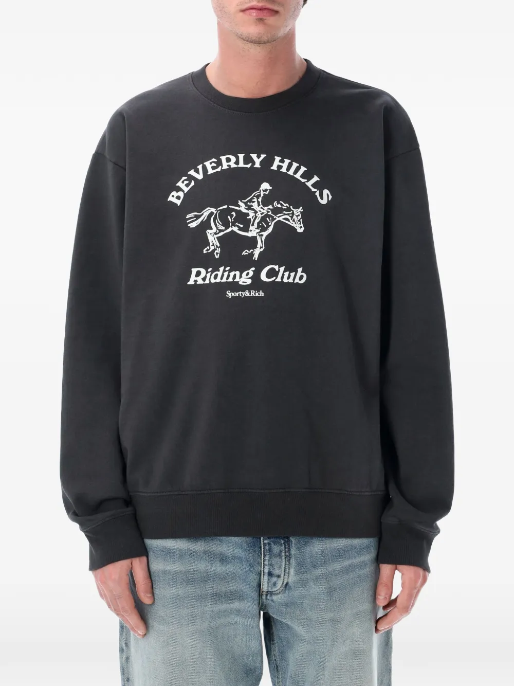 Sporty & Rich riding club crew-neck sweatshirt - Grigio