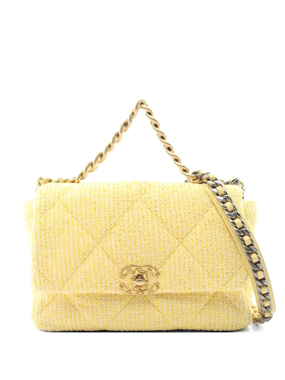 CHANEL Pre-Owned 2021-2022 Matelassé 19 shoulder bag - Giallo