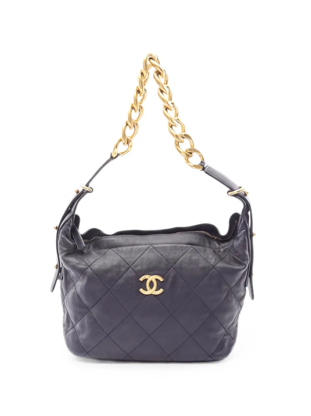 CHANEL Pre-Owned 2021 Matelassé chain lambskin shoulder bag - Blu