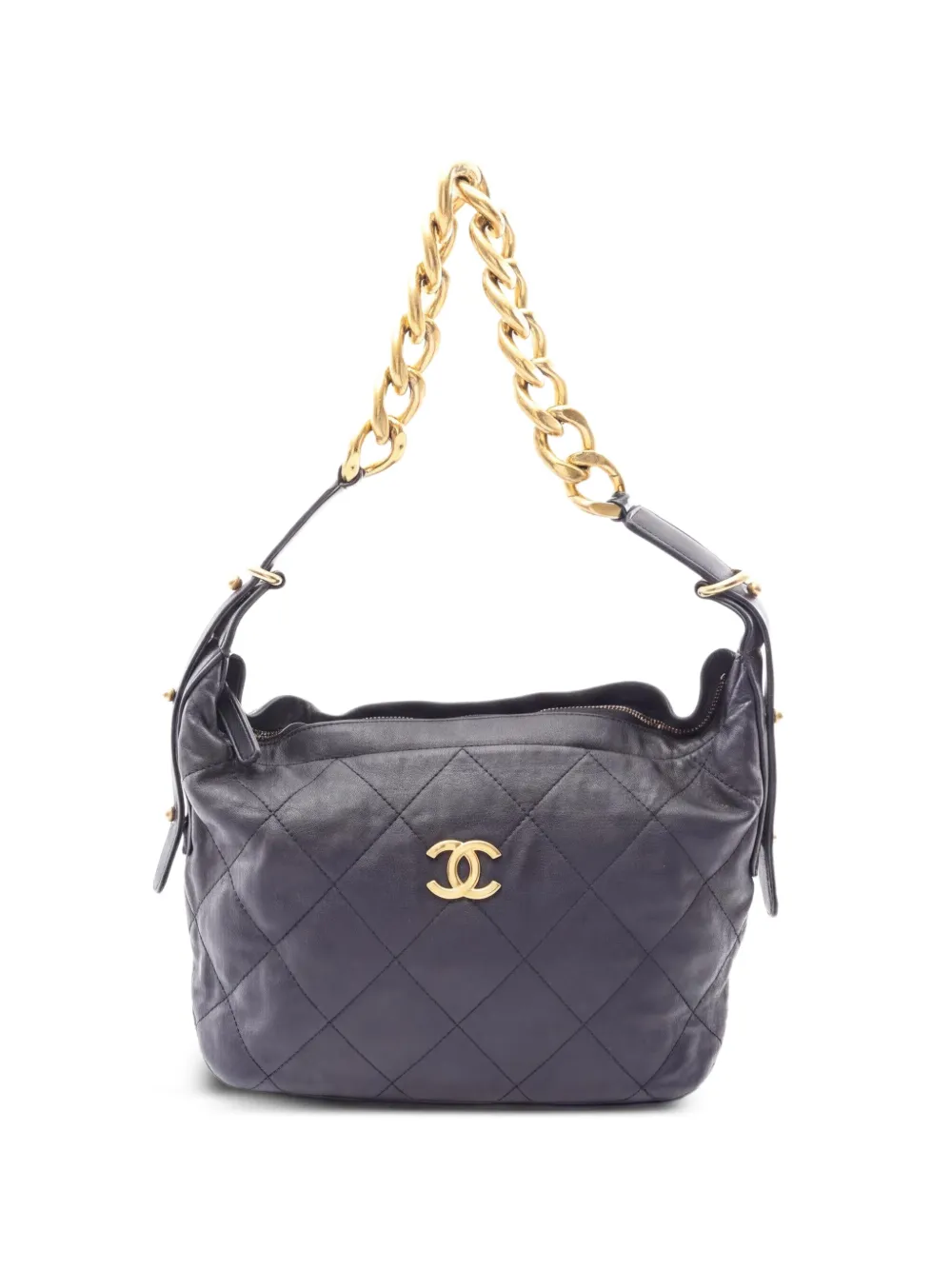 CHANEL Pre-Owned 2021 Matelassé chain lambskin shoulder bag - Blue
