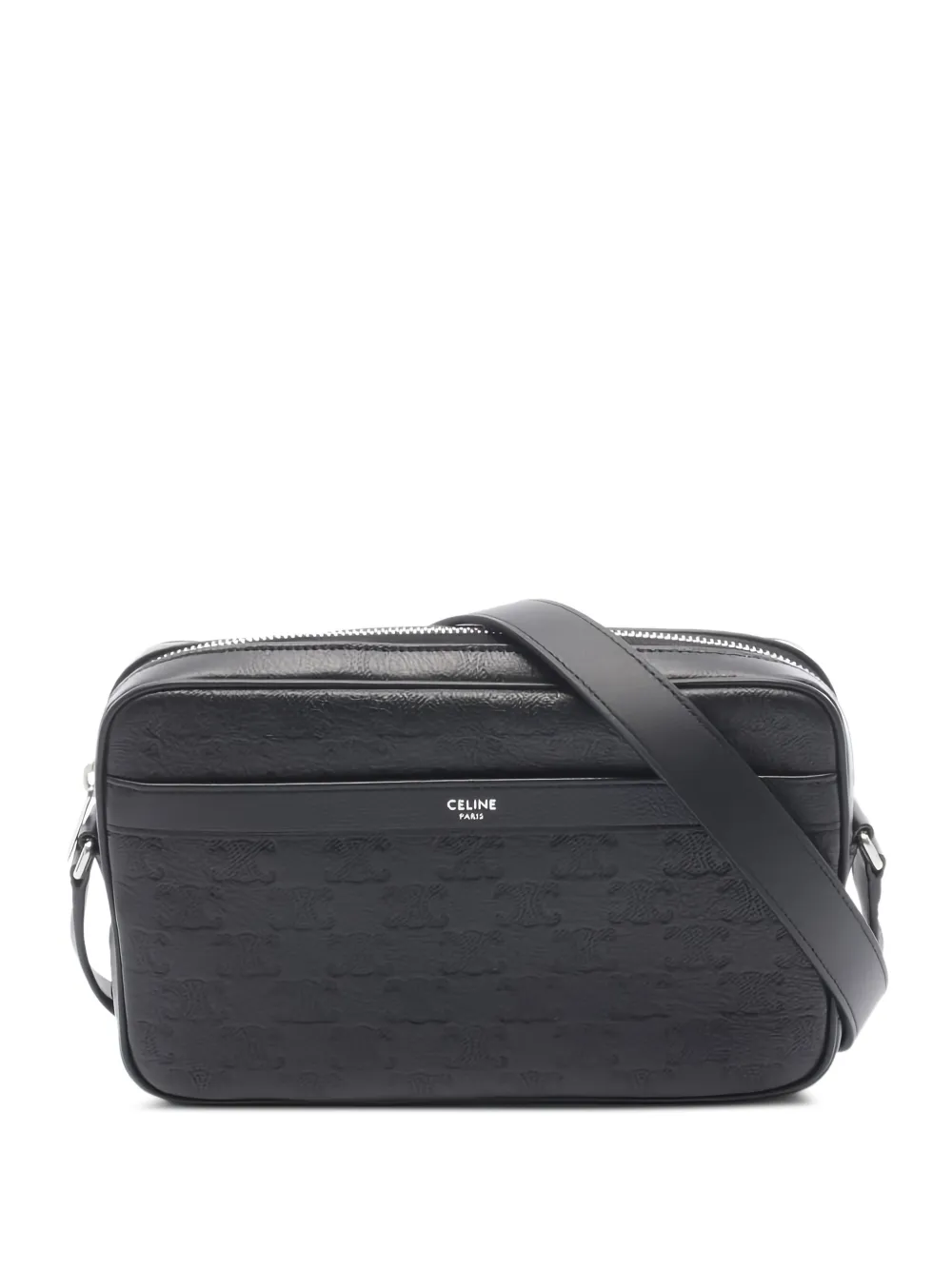 Celine Pre-Owned 2020s medium Triomphe leather messenger bag - Black