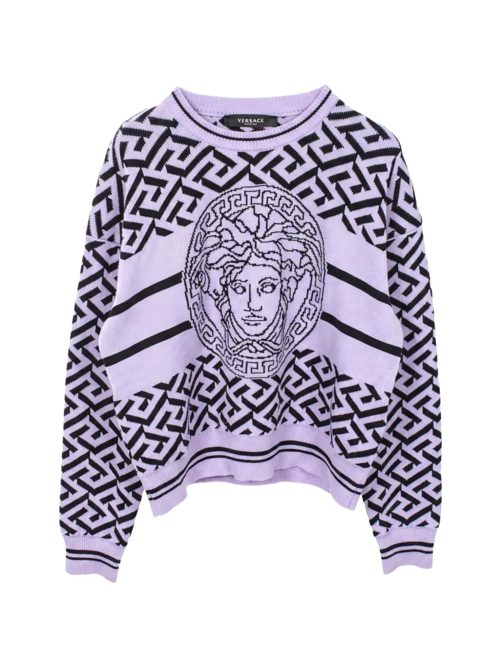 Versace Pre-Owned 2010s Medusa La Greca knitted crewneck wool sweater - Viola