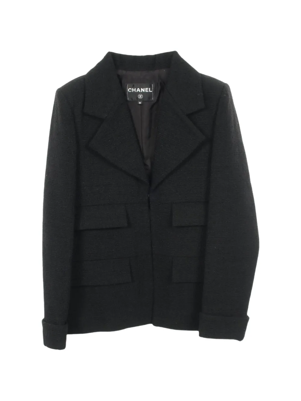 CHANEL Pre-Owned 1986-1988 tweed-construction jacket - Nero