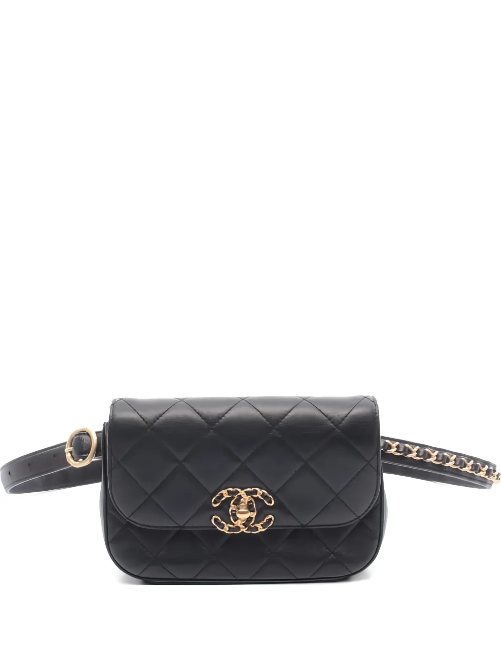 CHANEL Pre-Owned 2019 Chanel19 quilted leather belt bag - Nero