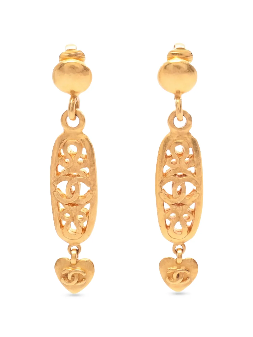 CHANEL Pre-Owned 1986-1988 Coco Mark heart earrings - Gold