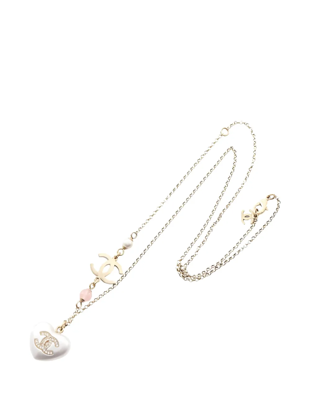 CHANEL Pre-Owned 1986-1988s coco mark heart necklace - Oro