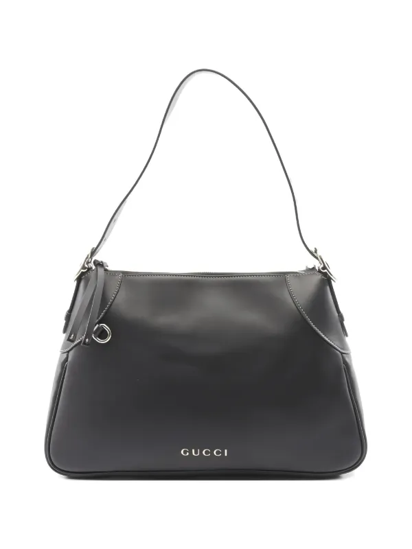 Gucci Pre-owned Medium Leather Shoulder Bag in Black