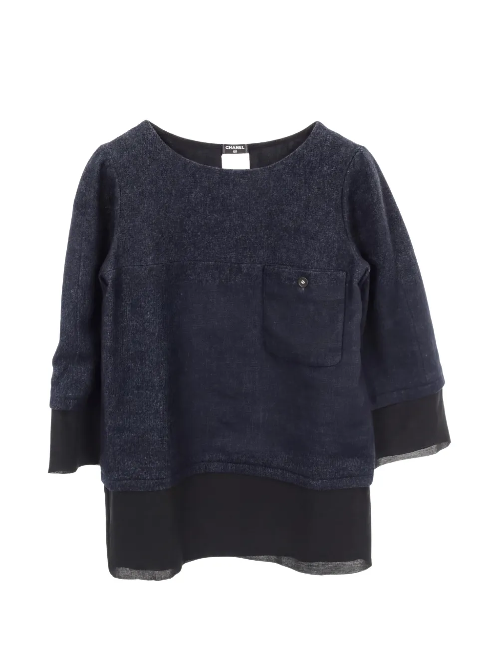 CHANEL Pre-Owned 1980s button linen top - Blue