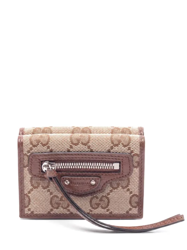 Gucci Pre-owned X Balenciaga 2010s Leather Trifold Wallet in Neutrals