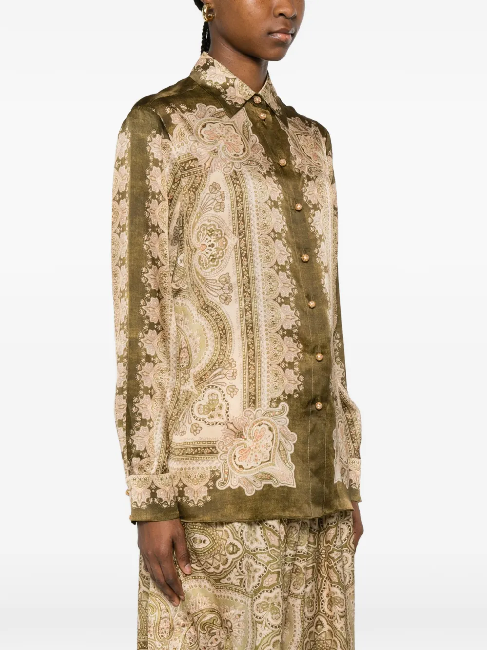 ZIMMERMANN Luna overhemd met paisley-print en knopen Groen