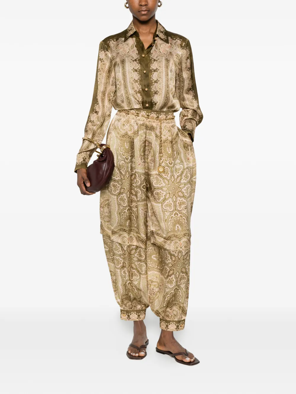 ZIMMERMANN Luna overhemd met paisley-print en knopen Groen
