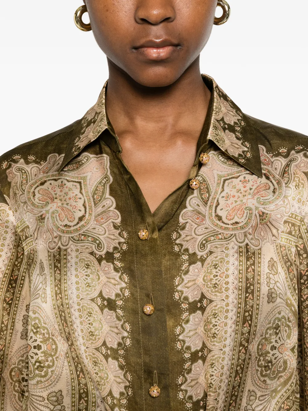 ZIMMERMANN Luna overhemd met paisley-print en knopen Groen