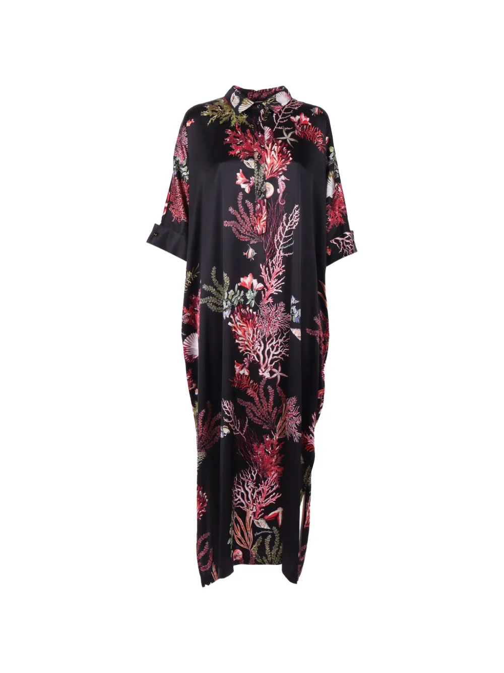 Shirtaporter floral-print caftan dress - Schwarz