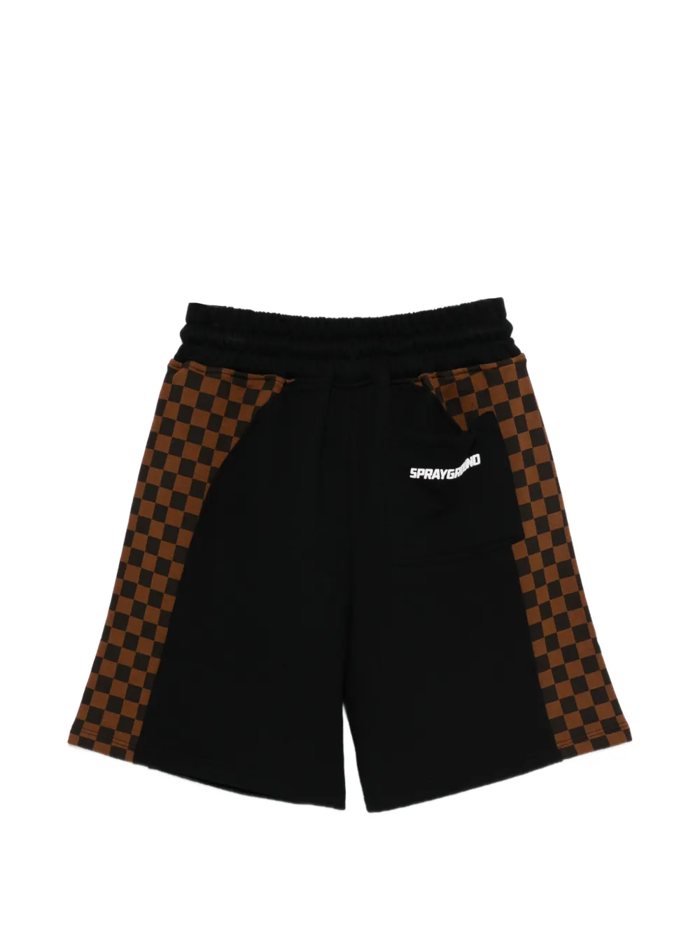 sprayground kid Shorts met geruit detail en haaienpatch Zwart