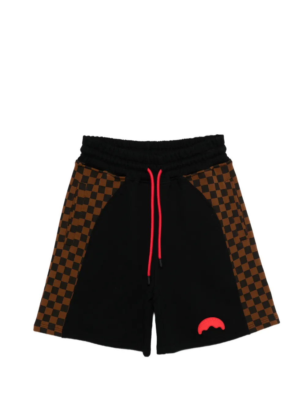 sprayground kid checkered-detail shark-patch shorts - Nero