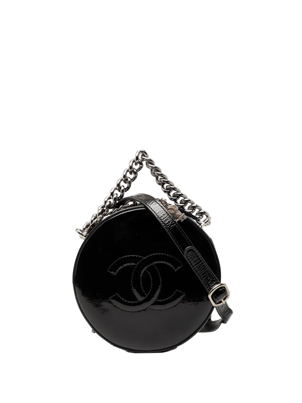 CHANEL Pre-Owned 2018-2019 Patent Round As Earth Bag satchel - Nero