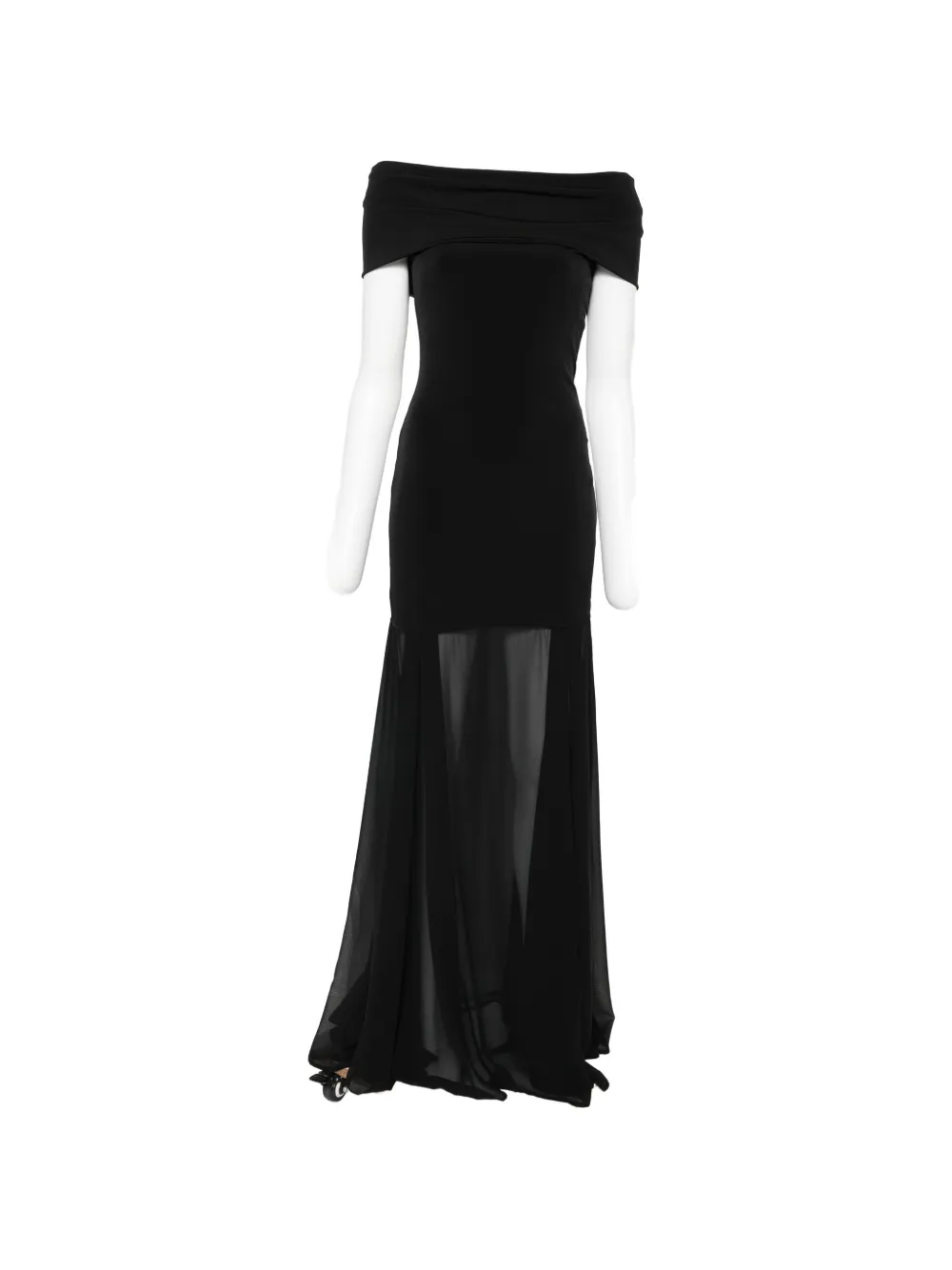 Aniye By Dreams Norah Off-the-shoulder Sheer-panel Maxi Dress In Black