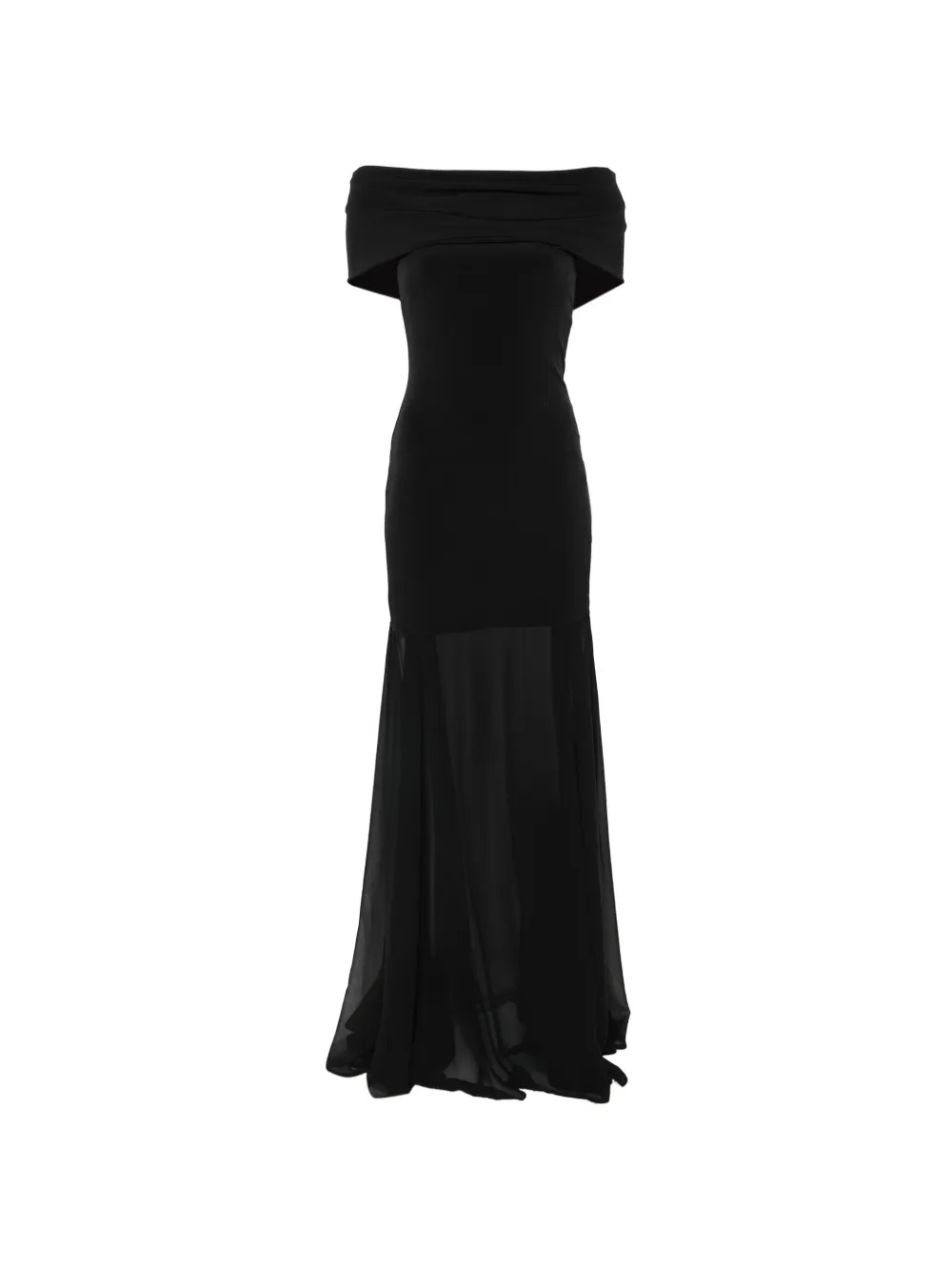 Aniye By Dreams Norah off-the-shoulder sheer-panel maxi dress - Nero