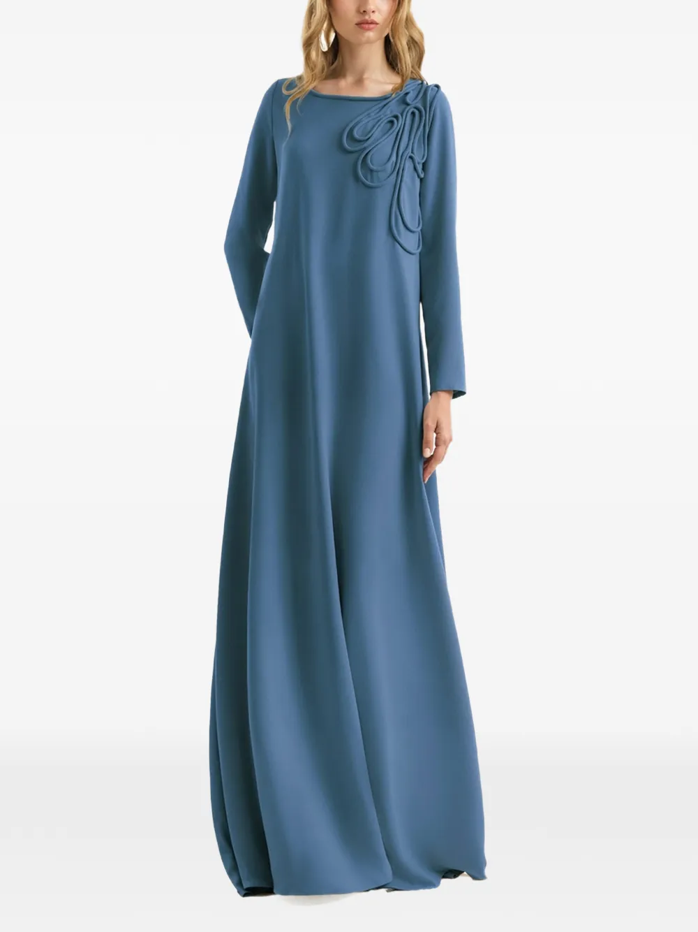 Gemy Maalouf appliqué long-sleeve dress - Blue